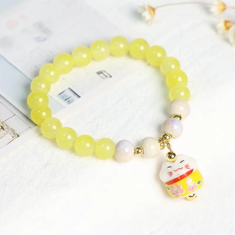 Boho Fortune Cat Charms Bracelet For Women Stretch Wire Couple Bracelet Jewelry Accessories Gifts Qme A6