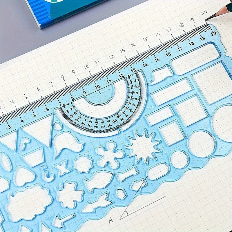 2pcs/set Multifunctional Geometric Ruler for Drawing and Crafting - Flower, Semicircle, and Geometric Patterns - Fun Qme