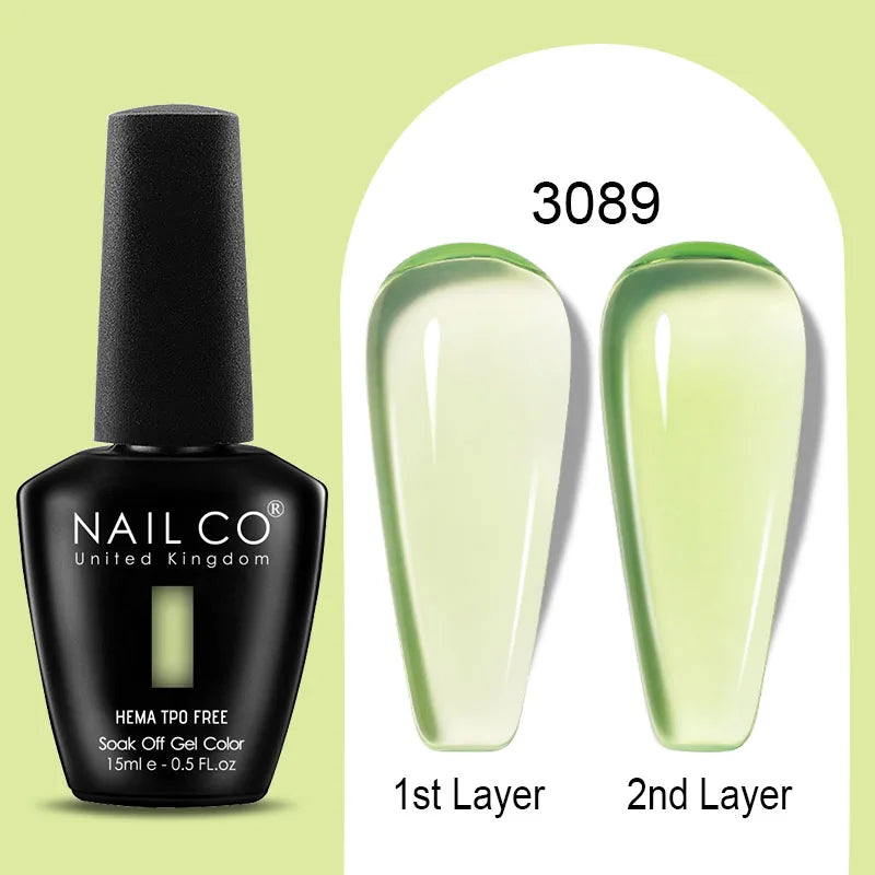 Nailco Jelly Gel Nail Polish Transparent Varnishes 44 Colors Red Pink Qme