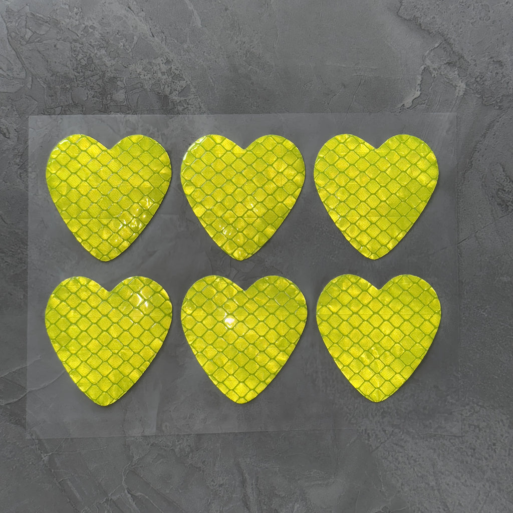 Heart-Shaped Reflective Car Stickers - Safety Warning Decals For Night Driving Qme Green 50pcs