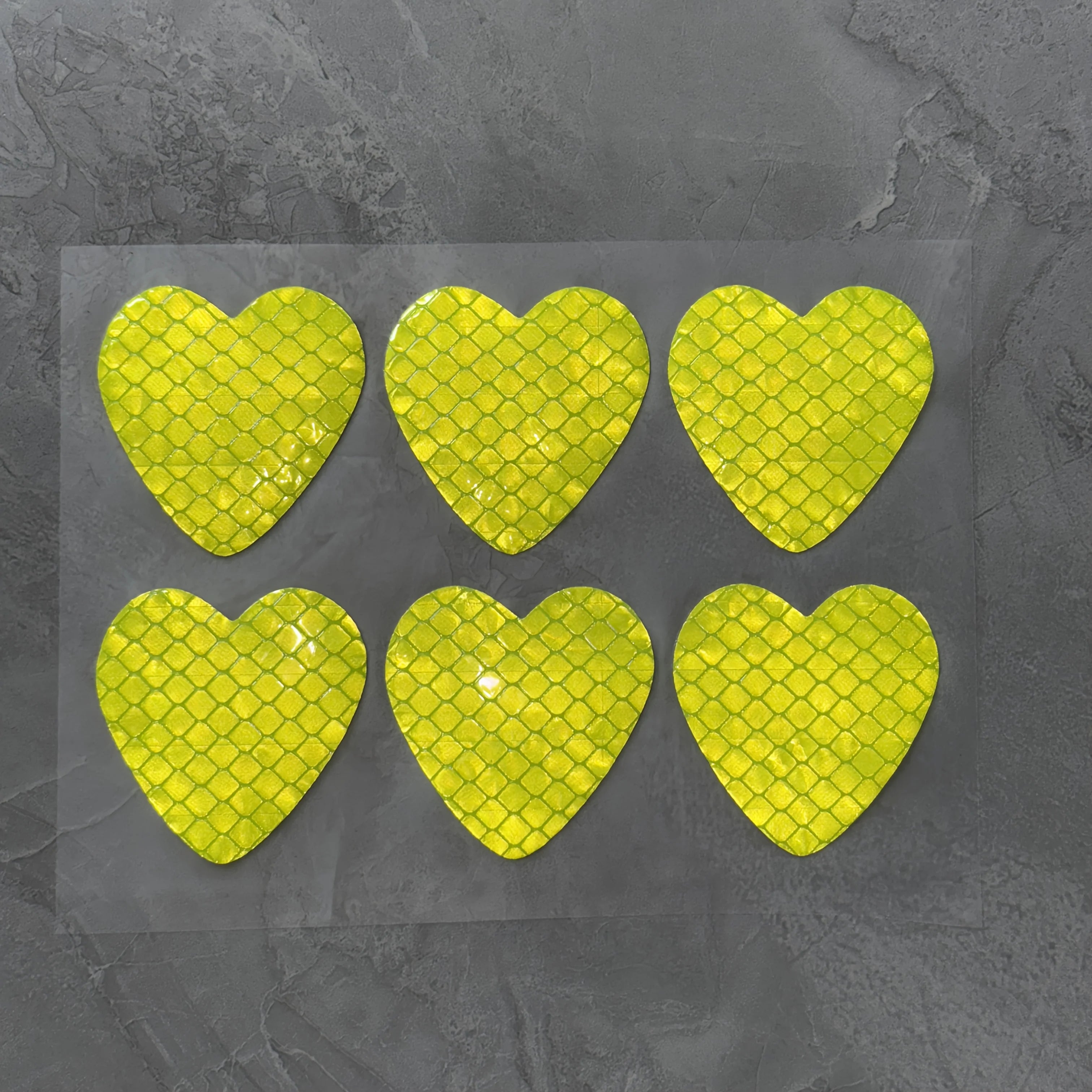 Heart-Shaped Reflective Car Stickers - Safety Warning Decals For Night Driving Qme Green 50pcs