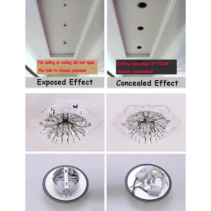 20cm LED Crystal Ceiling Light Modern Flower Shape Ceiling Lamp Hallway Living Room Lamp Bedroom Kitchen Corridors Aisle Light Qme