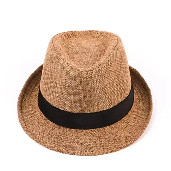 Fashionable British Jazz Hat Solid Linen Gentleman's Casual Denim Qme Khaki