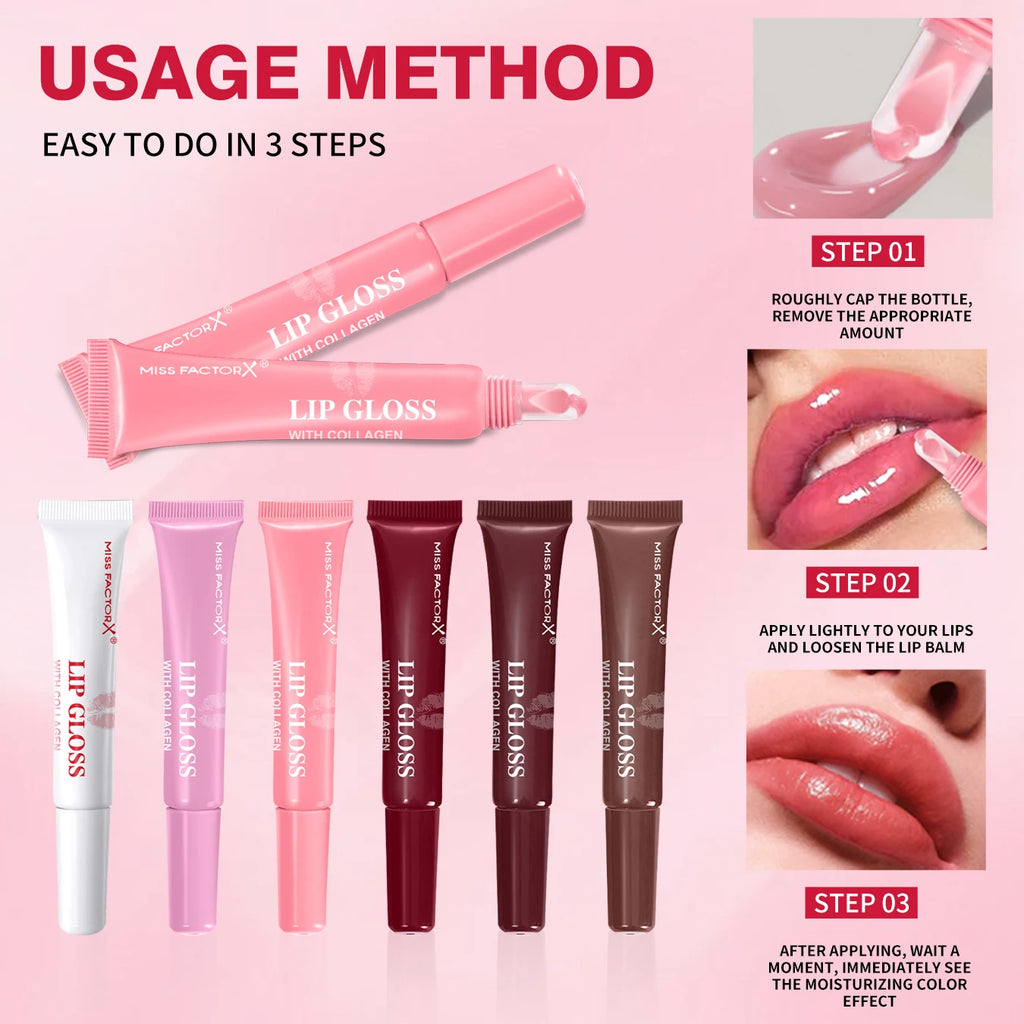 6pcs/box 6-Color Lip Gloss Set Unique Gift Set Long-Lasting Moisturizing Glossy Lip Color Valentine’s Day Gift Thanksgiving Gift Qme