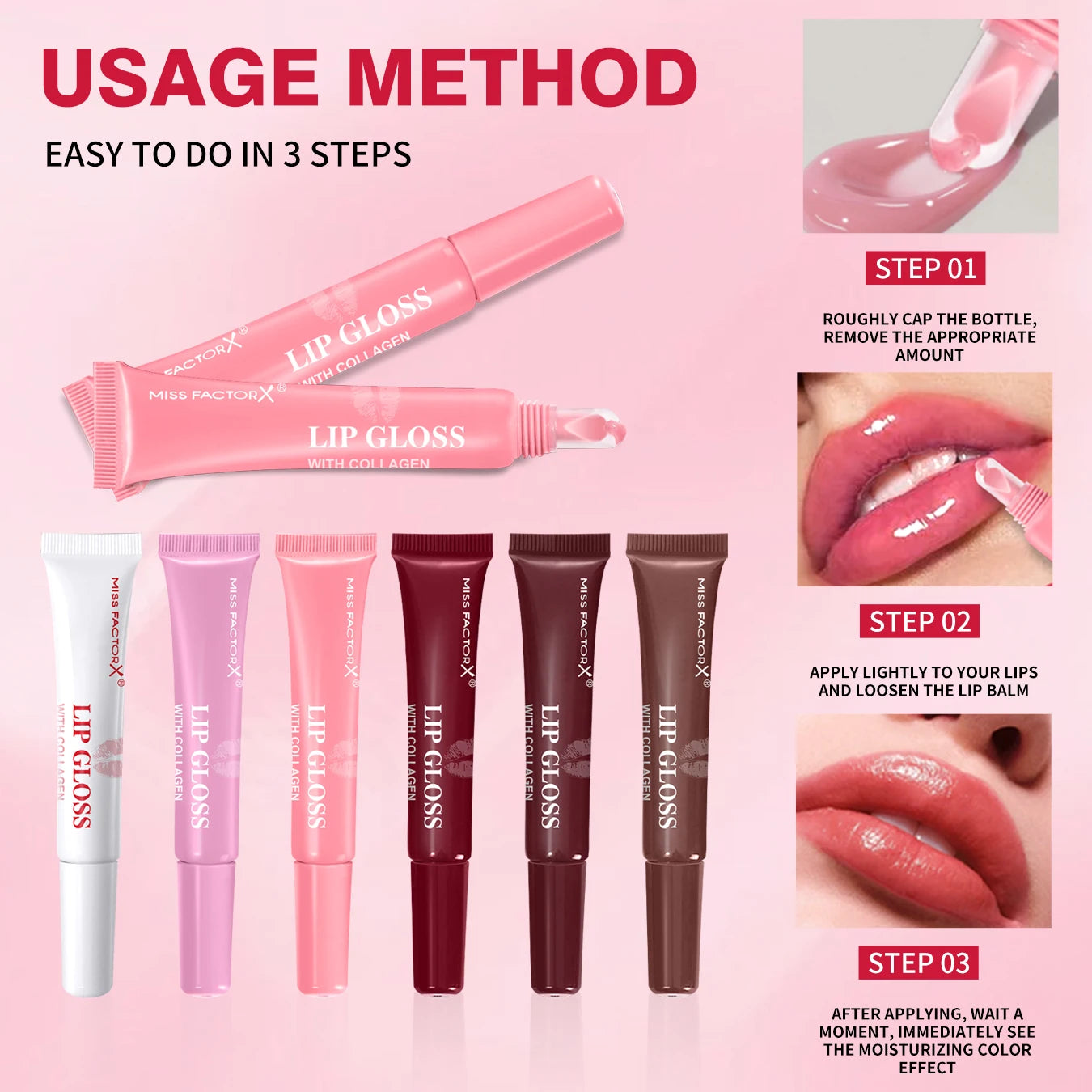 6pcs/box 6-Color Lip Gloss Set Unique Gift Set Long-Lasting Moisturizing Glossy Lip Color Valentine’s Day Gift Thanksgiving Gift Qme