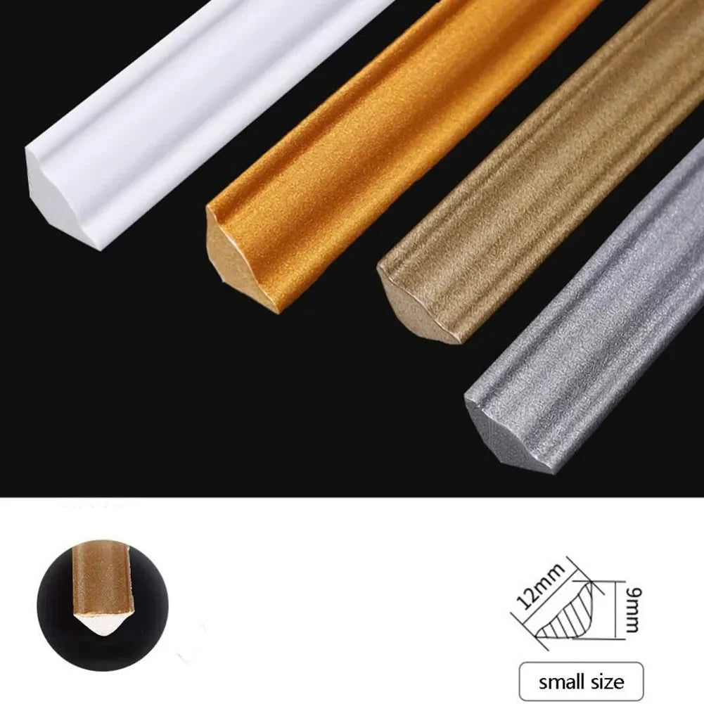 1Meter Wall Trim Line Self-Sticker Wall Skirting Decor Strip Tile Edge Waist Line 3D Wall Stickers Corner Home Wall Decor Qme