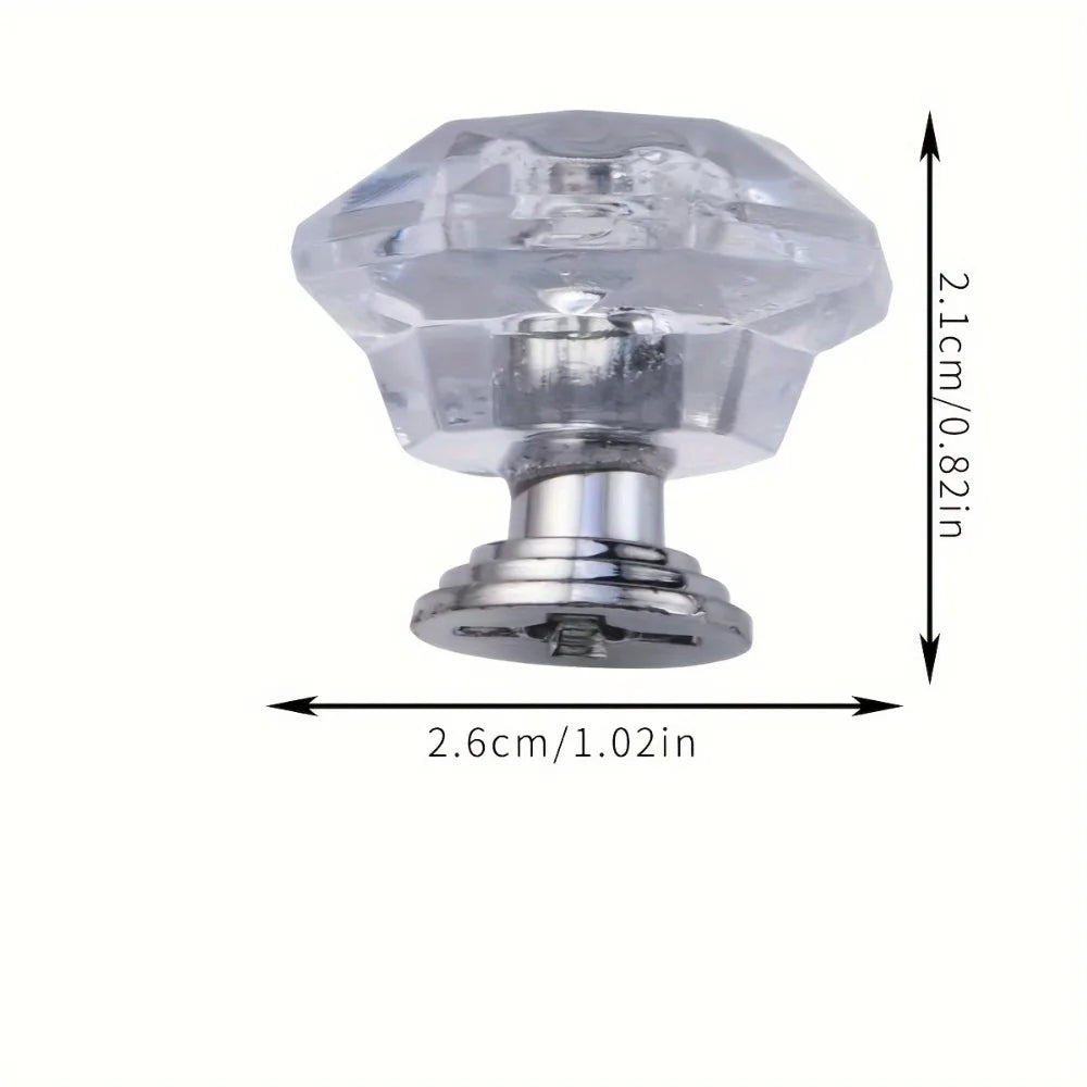Diamond Crystal Cabinet Knobs, Clear Glass Drawer Pull Handles With Screws For Dresser Wardrobe Cupboard Qme