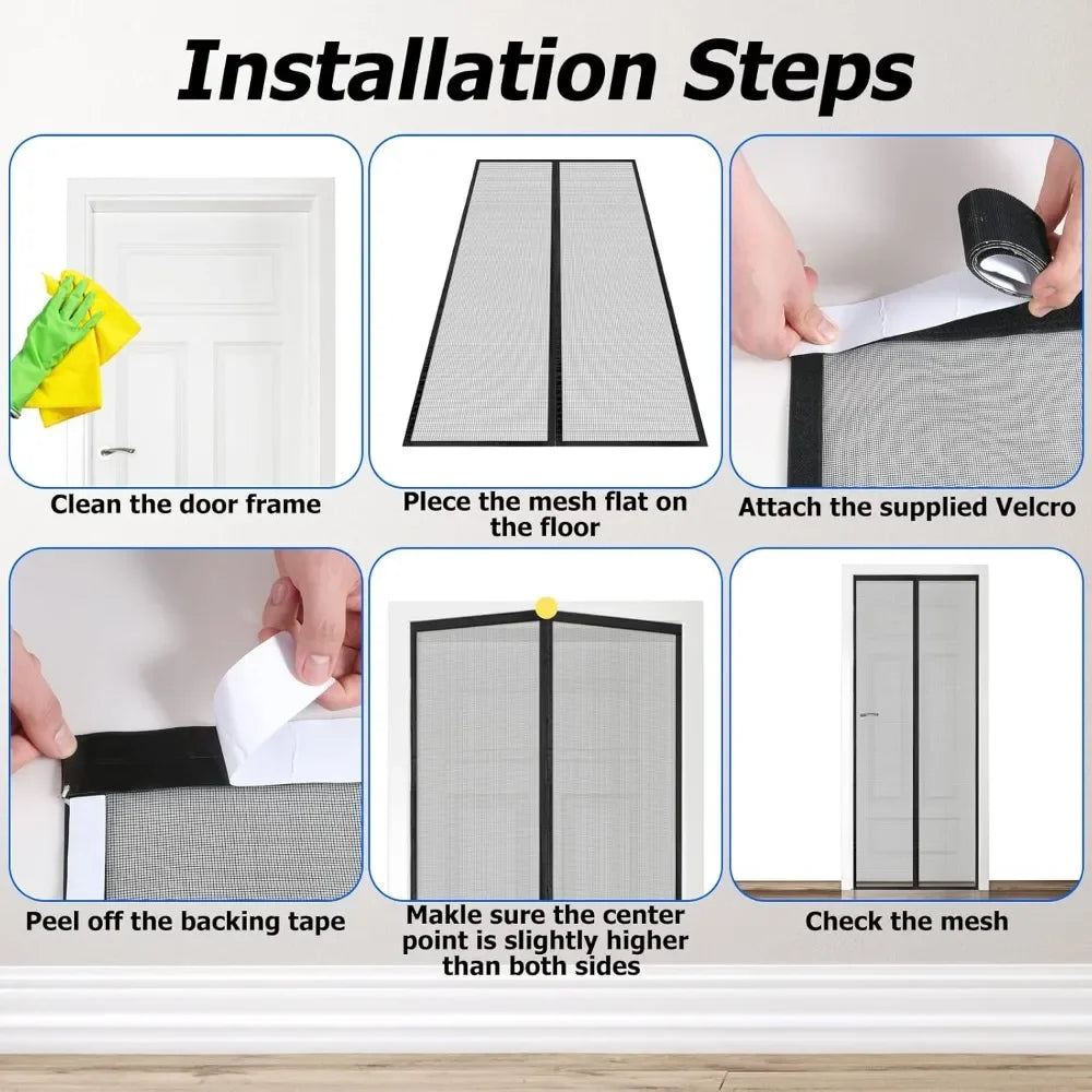 Heavy Duty Magnetic Door Mesh Curtain Anti-Mosquito Automatic Closing Mute Door Netting Home Ventilation Partition Mesh Curtain Qme