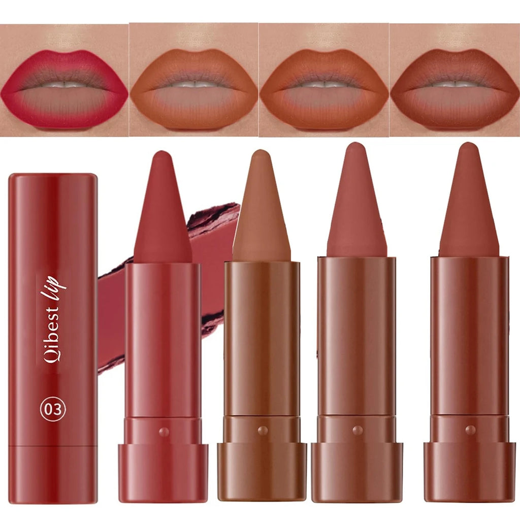 Twist Up Gradient Matte Lipstick Crayon Lip Liner Pencil Women Long Qme