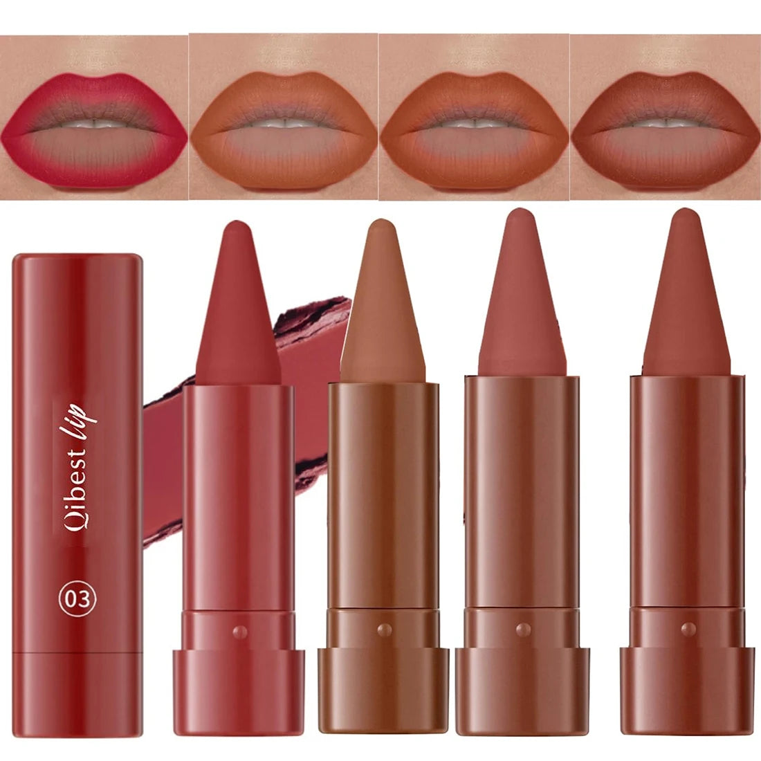 Twist Up Gradient Matte Lipstick Crayon Lip Liner Pencil Women Long Qme