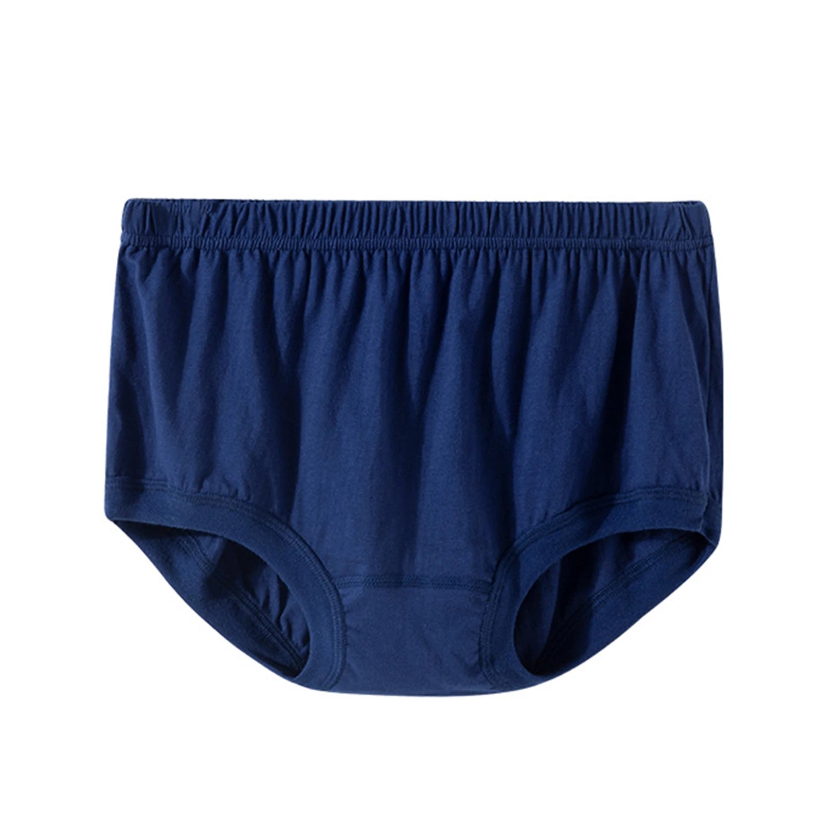 Men's Cotton Solid Color Loose Fit Elastic High Waisted Shorts Basic Casual Breathable Briefs Soft Comfy Underwear Qme Navy 4XL