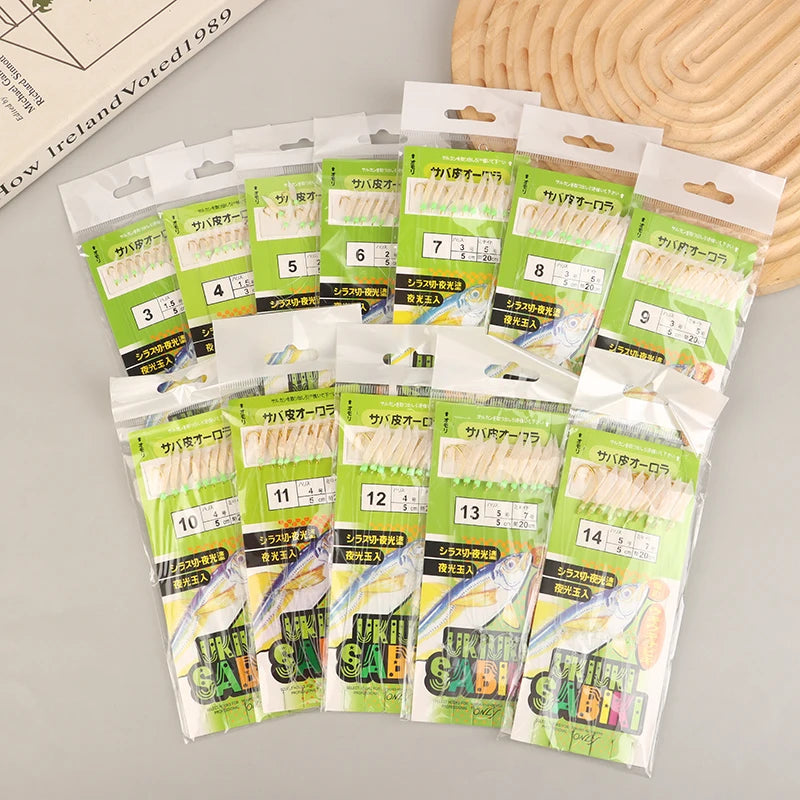 White Fish Skin Bionic String Hook Apollo Uki Sabiki Fishing Qme