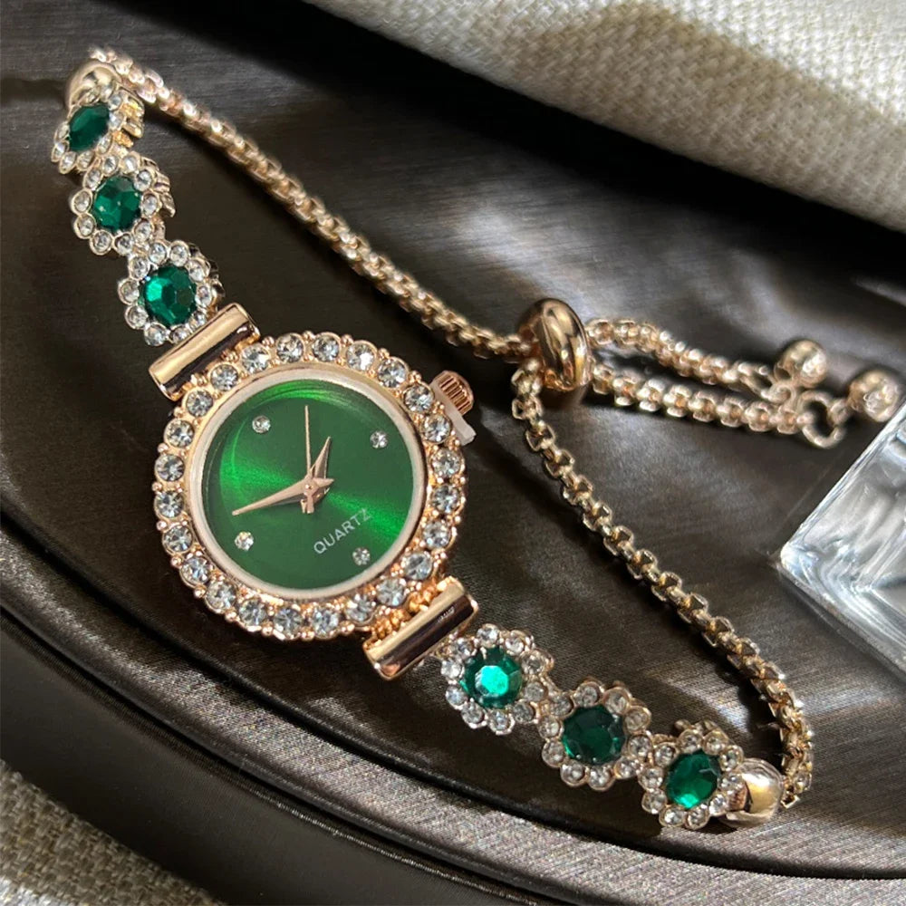 Fashion Rhinestone Women Watches Diamond Flowers Bracelet Ladies Quartz Wristwatch Qme