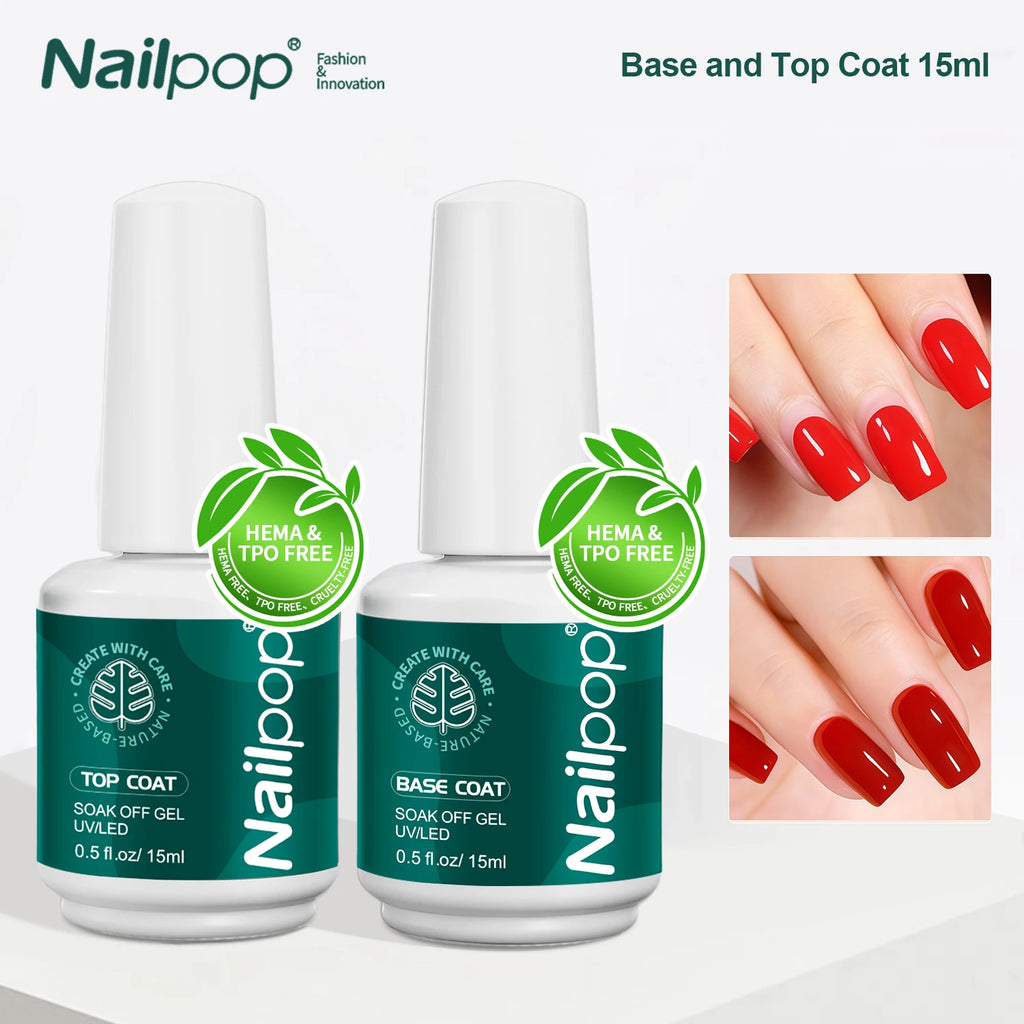 Nailpop Base Coat Gel HEMA TPO Professional Soak Off UV LED Cured Qme Base and Top Coat