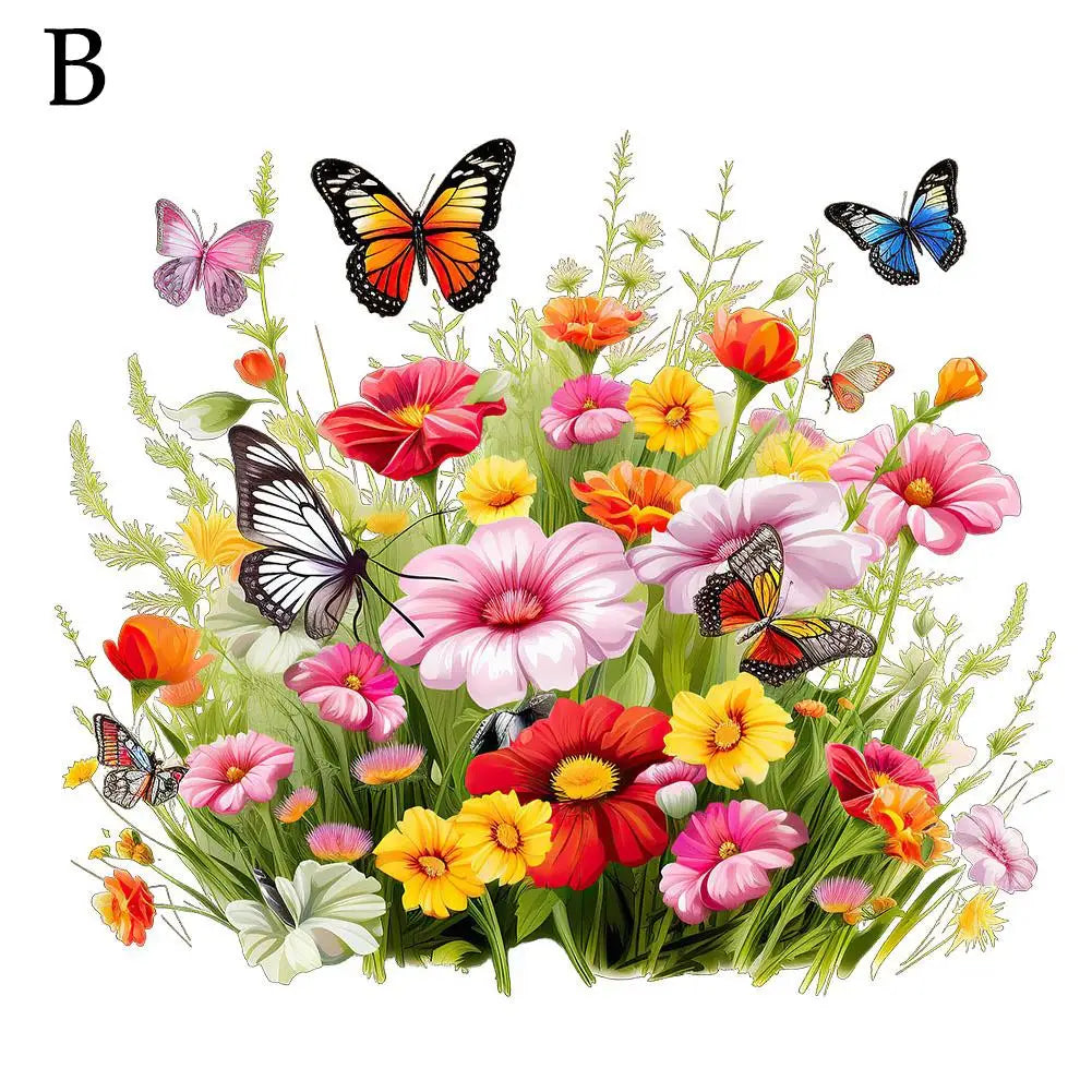Wall Stickers Butterfly Flower Removable Wall Decal Self Adhesive Toilet Bathroom Refrigerator Sticker Living Room Bedroom Decor Qme B