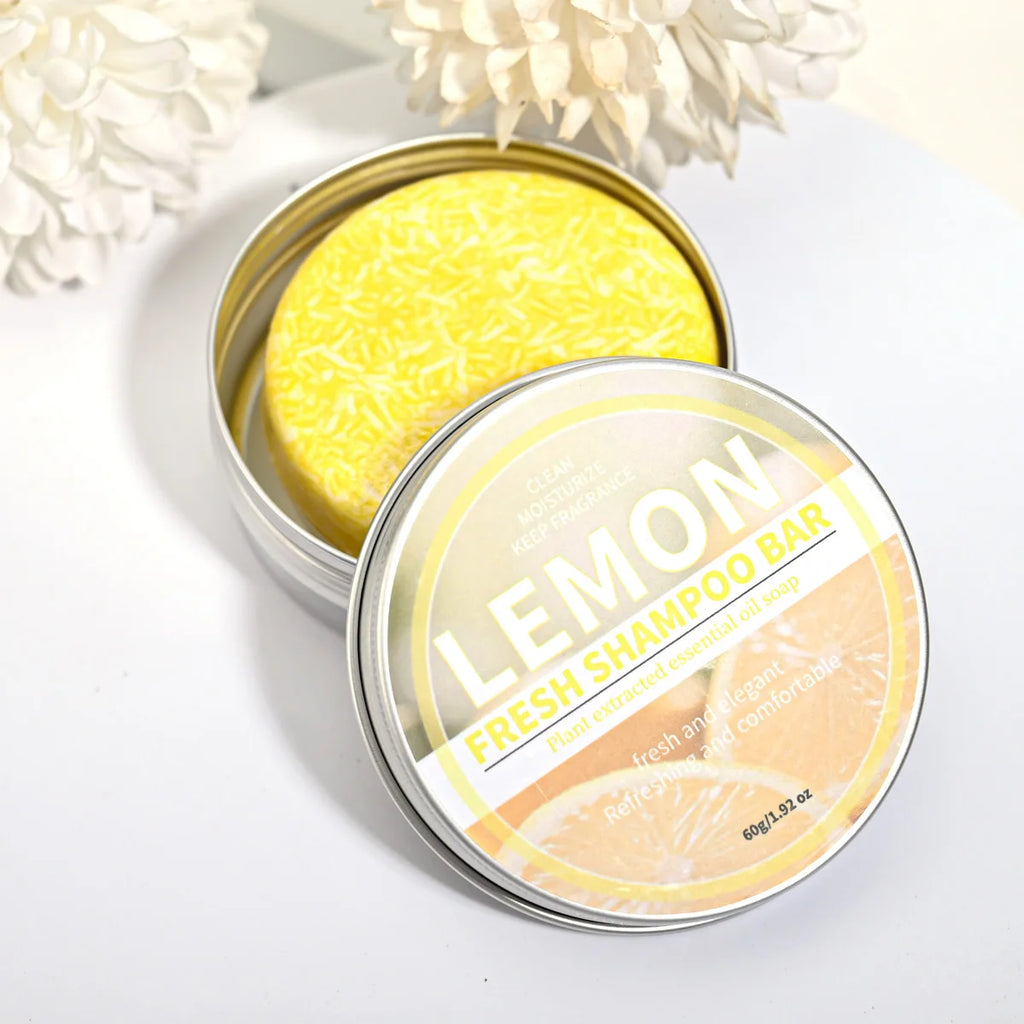 Lemon Essential Oil Shampoo Bar Fresh Fruit Essence Hair Care Soap Qme