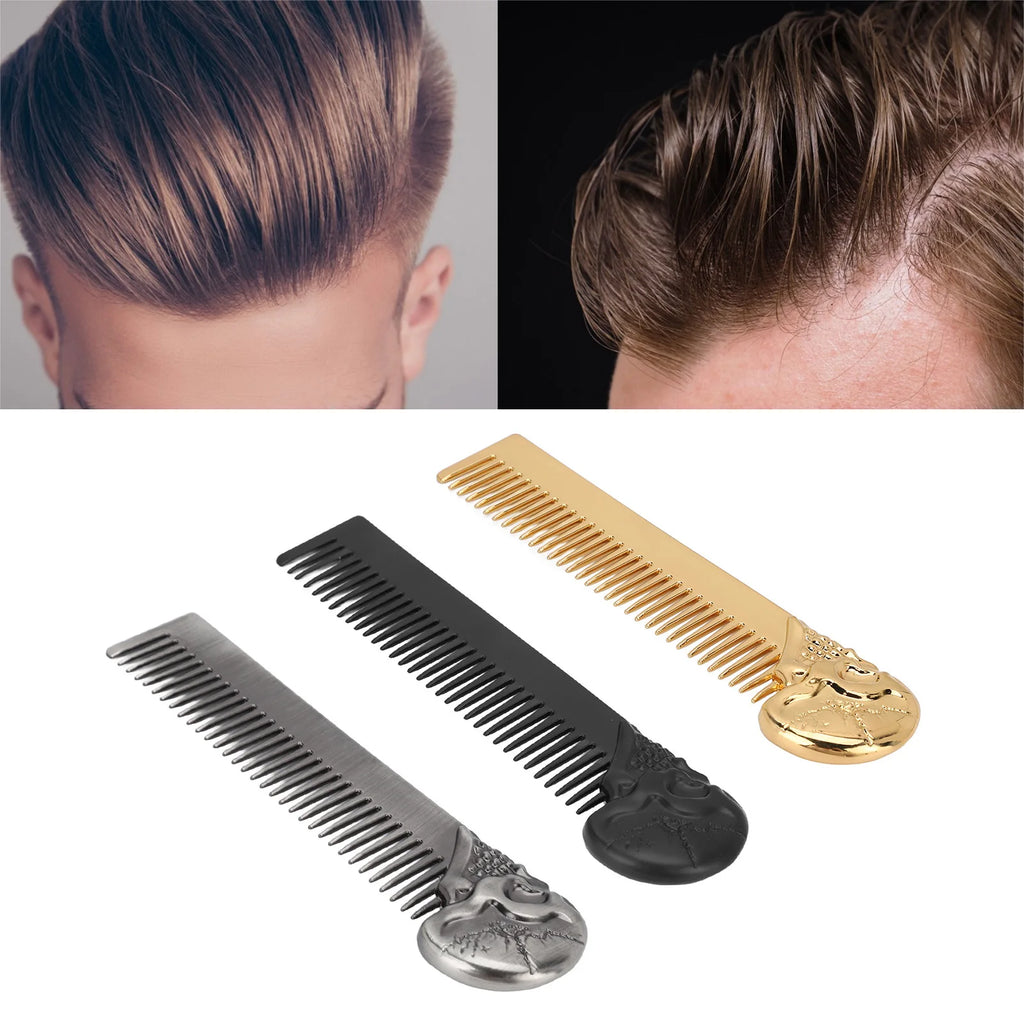 Hair Combs Beard Comb Beard Comb Zinc Alloy Skull Pattern Hair Styling Mustache Shaping Oil Hair Comb Comb Qme