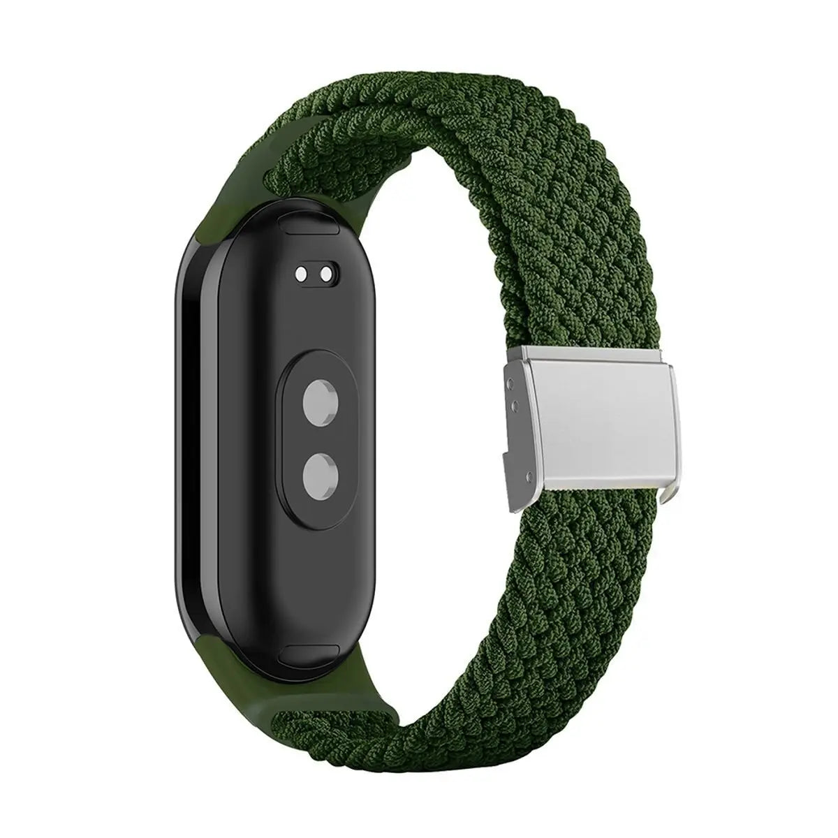Adjustable Braided Nylon Elastic Wristband for Xiaomi Mi Band 8 Fitness Tracker Stainless Steel Buckle Replacement Strap Qme Green for Mi Band 8