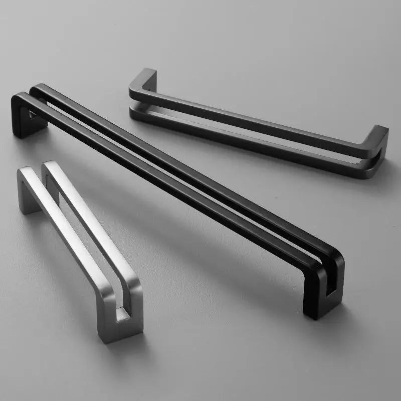 Nordic Furniture Handles Gray Black Brushed Kitchen Cabinet Pulls Qme