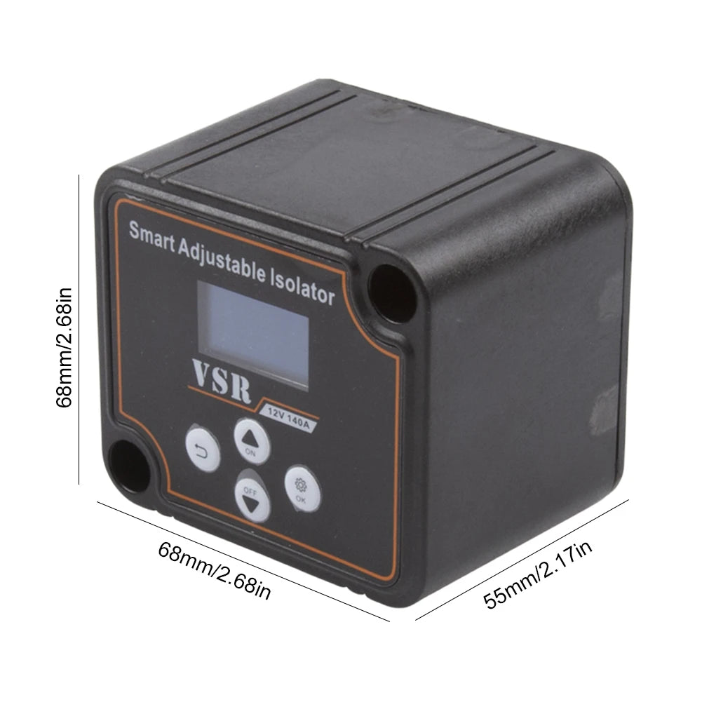 12V 140A VSR Car Relay LCD Display Smart Dual Battery Smart Isolator Voltage Setting VSR for RV Marine Car Vehicle Truck Caravan Qme