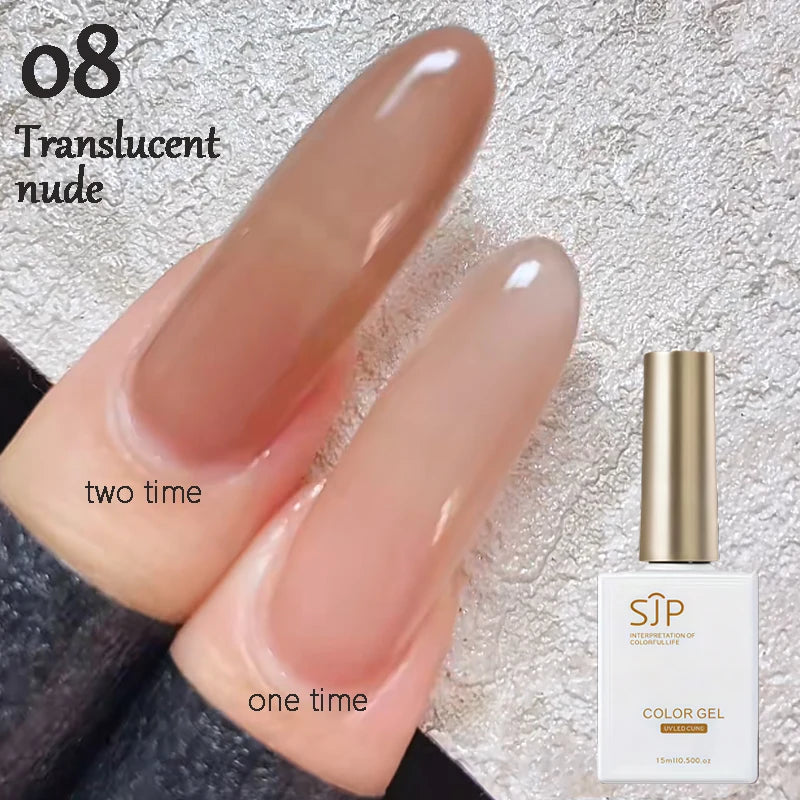 1 Jelly Gel Nail Polish Crystal Brown DIY Translucent Art Permanent Qme 08