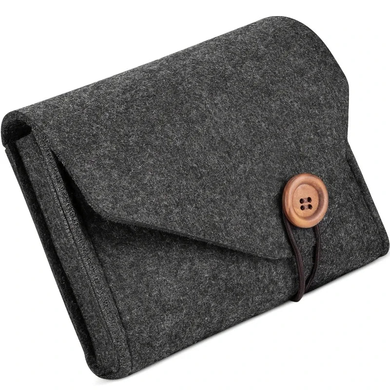 Travel Electronics Organizer Felt Cable Storage Case Power Adapter Qme black