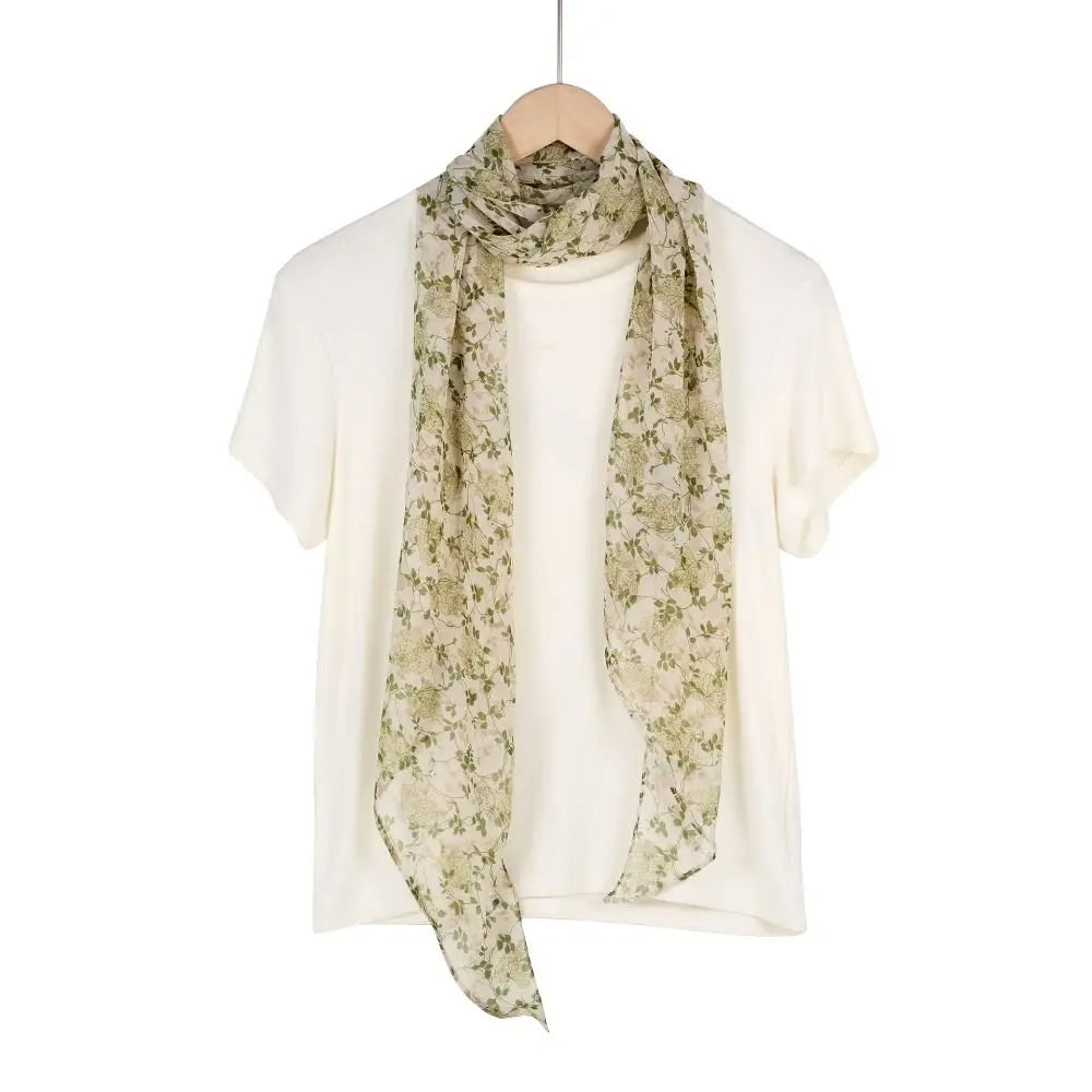 Retro Ribbon Leopard Print Scarf Flower Dressing Decoration Scarf Headband French Style Thin Long Scarves Spring Summer Qme