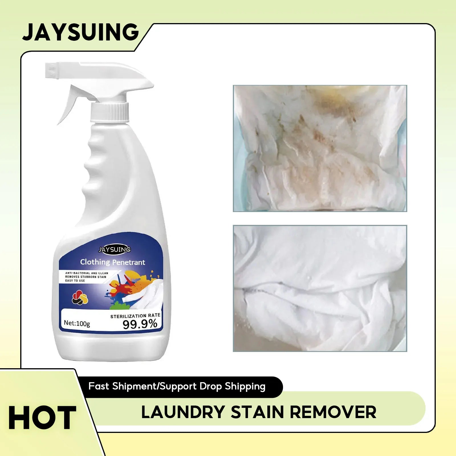 Clothes Stain Remover Strong Oil Stain Yellow Removal Dust Bleached Decontamination Multi-Effect Whiten Brighten Laundry Spray Qme