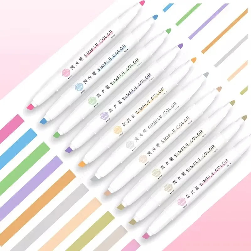 Aesthetic Cute Pastel Double Tips Highlighters Set, 8 pcs, Quick Dry, No Bleed Bible for Bible Study Notes School Office Qme