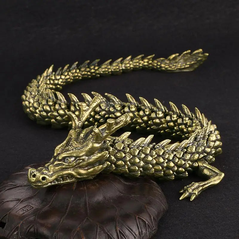 Moveable Body Joints Antique Alloy Lucky Dragon Desktop Office Crafts Qme