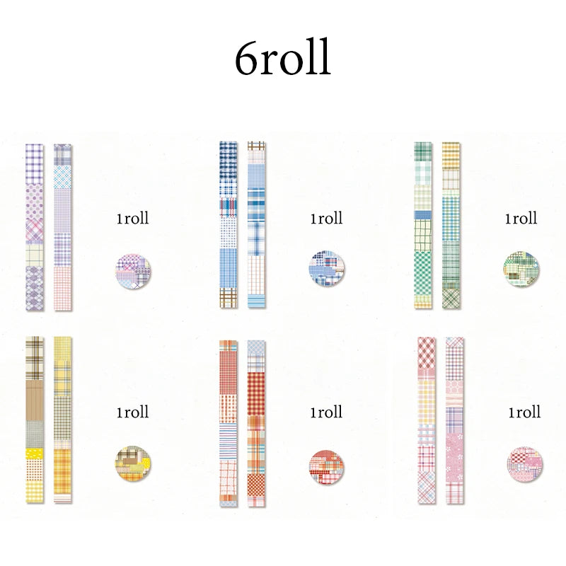 1 Roll Linen Plaid Theme Retro Washi Tape for DIY Journal, Photo Frame Collage Material, Scrapbook, Phone Case Decoration Qme all