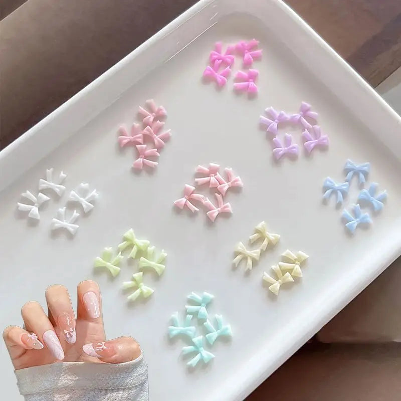 Mixed Mini Bow Nail Art Charms 3D Bowknot Tie Parts Decoration Ribbon Qme