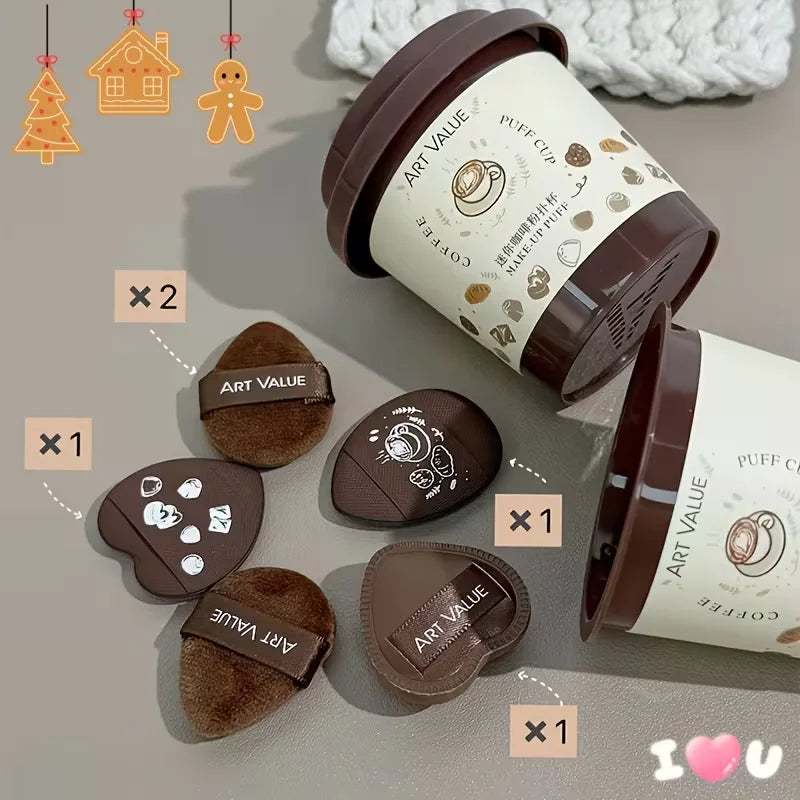 Mini Coffee Powder Puff Wet Dry Fingertip Sponge Soft Skin-friendly Qme