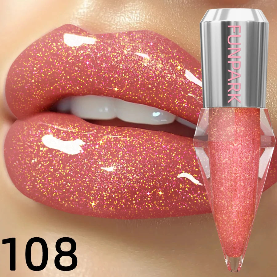 8 Glitter Shimmer Lip Gloss Moisturizing Tinted Fuller Effect Diamond Qme 108