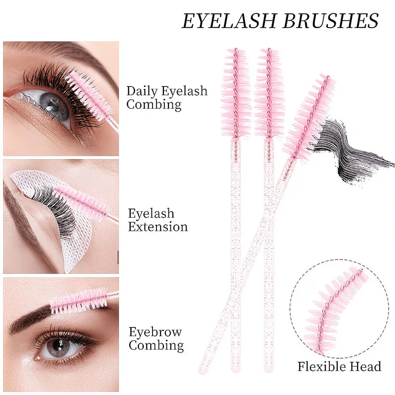 50-piece Crystal Eyelash Brushes Extension Mascara Professional Qme