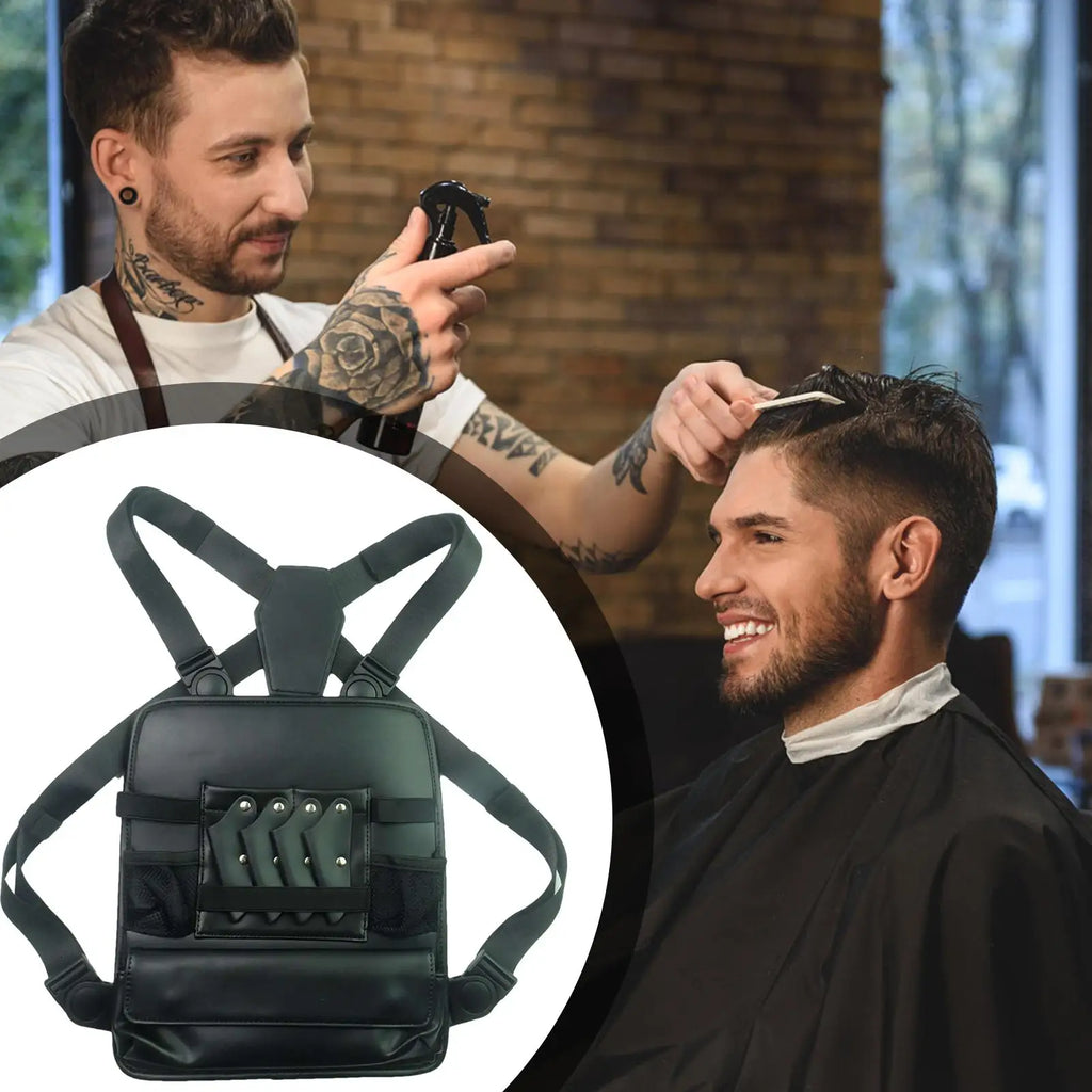 Clipper Bag PU Leather Backpack Chest Haircut Accessories Organizer Bag for Scissor Comb Storage Grooming Haircut Shop Qme