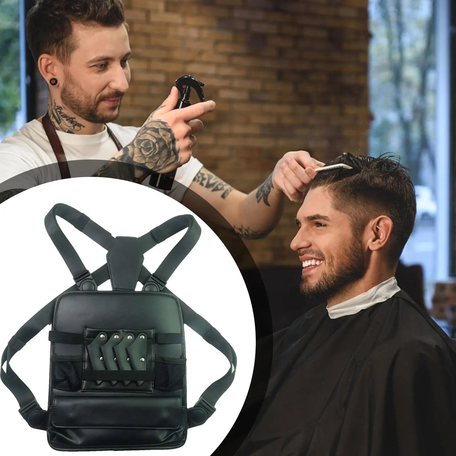 Clipper Bag PU Leather Backpack Chest Haircut Accessories Organizer Bag for Scissor Comb Storage Grooming Haircut Shop Qme