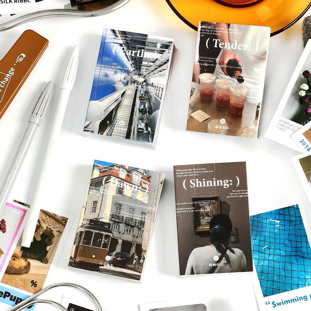 100pcs large size Ins Landscape Stickers Aesthetics Photographic pictures Deco scrapbooking Korea Stationery Supplies Sticker Qme