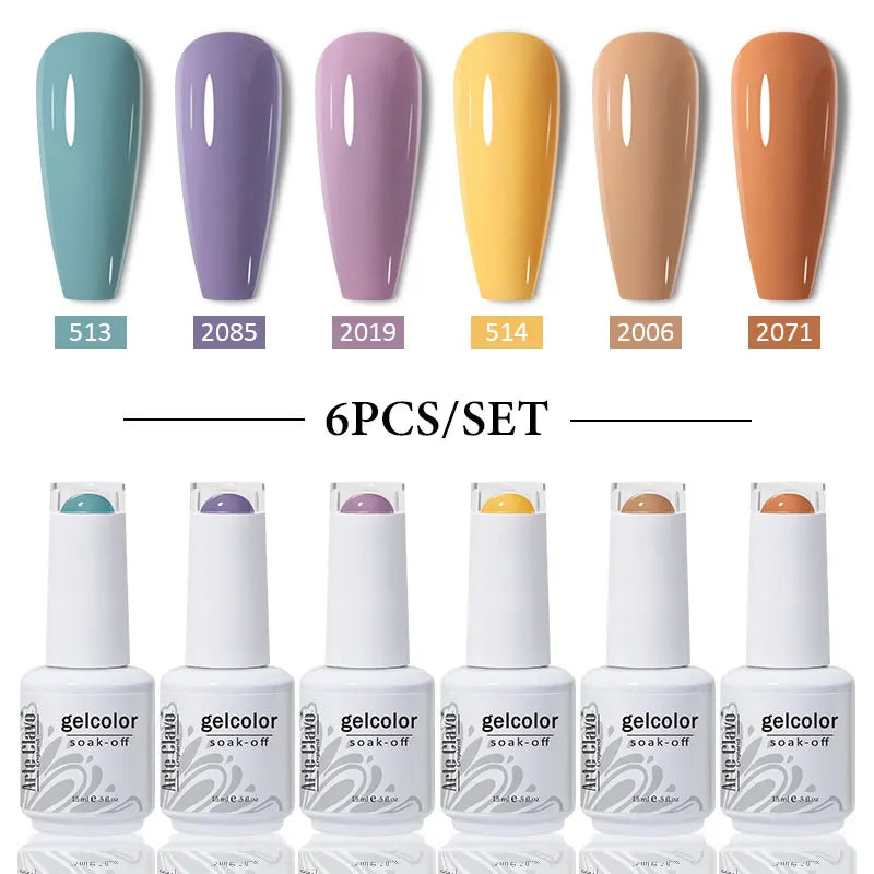 Arte Clavo 4 6 8 Gel Nail Polish Art Soak Off UV Colorful Semi