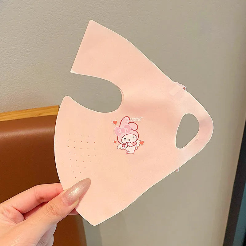 Kuromi Summer Sun Protection Face Mask New UV-Protective Full-Face Mask Breathable Cooling Silk Mask Qme 1