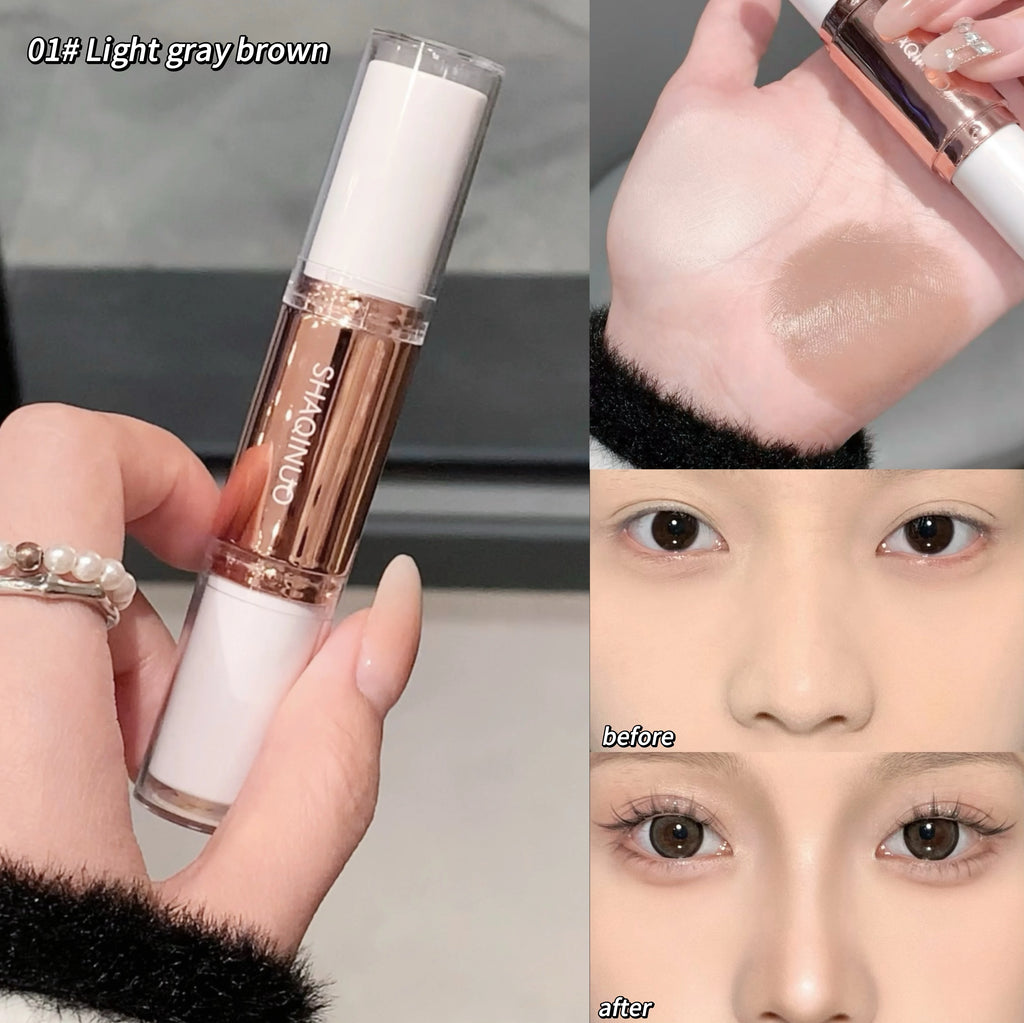 SHAQINUO 1 Dual Head Highlighter Face Body Contour Stick Qme Light Gray Brown