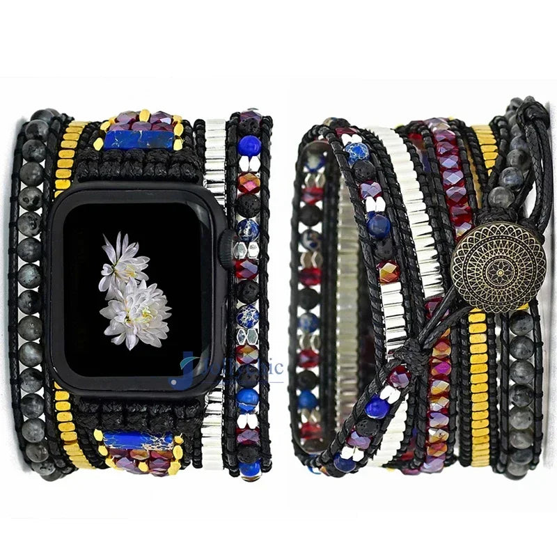 Bohemia Strap for Apple Watch Ultra Band 49mm 44mm 45mm 41mm 42mm 38 Handmade Natural Beads Bracelet Iwatch Series 8 7 6 Se 5 3 Qme