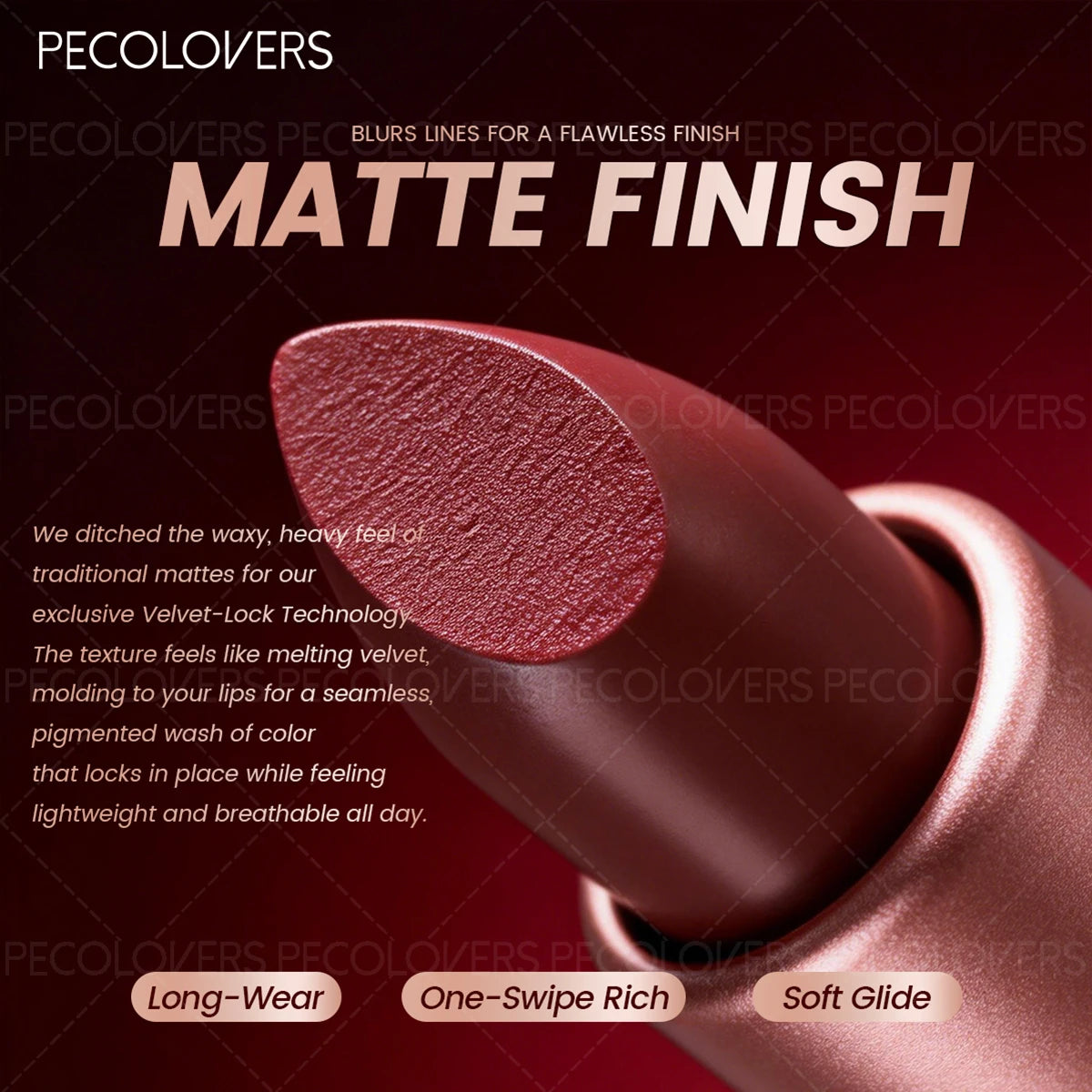 Red Tube Lipstick Rendering Series Waterproof Non-drying Suitable Qme