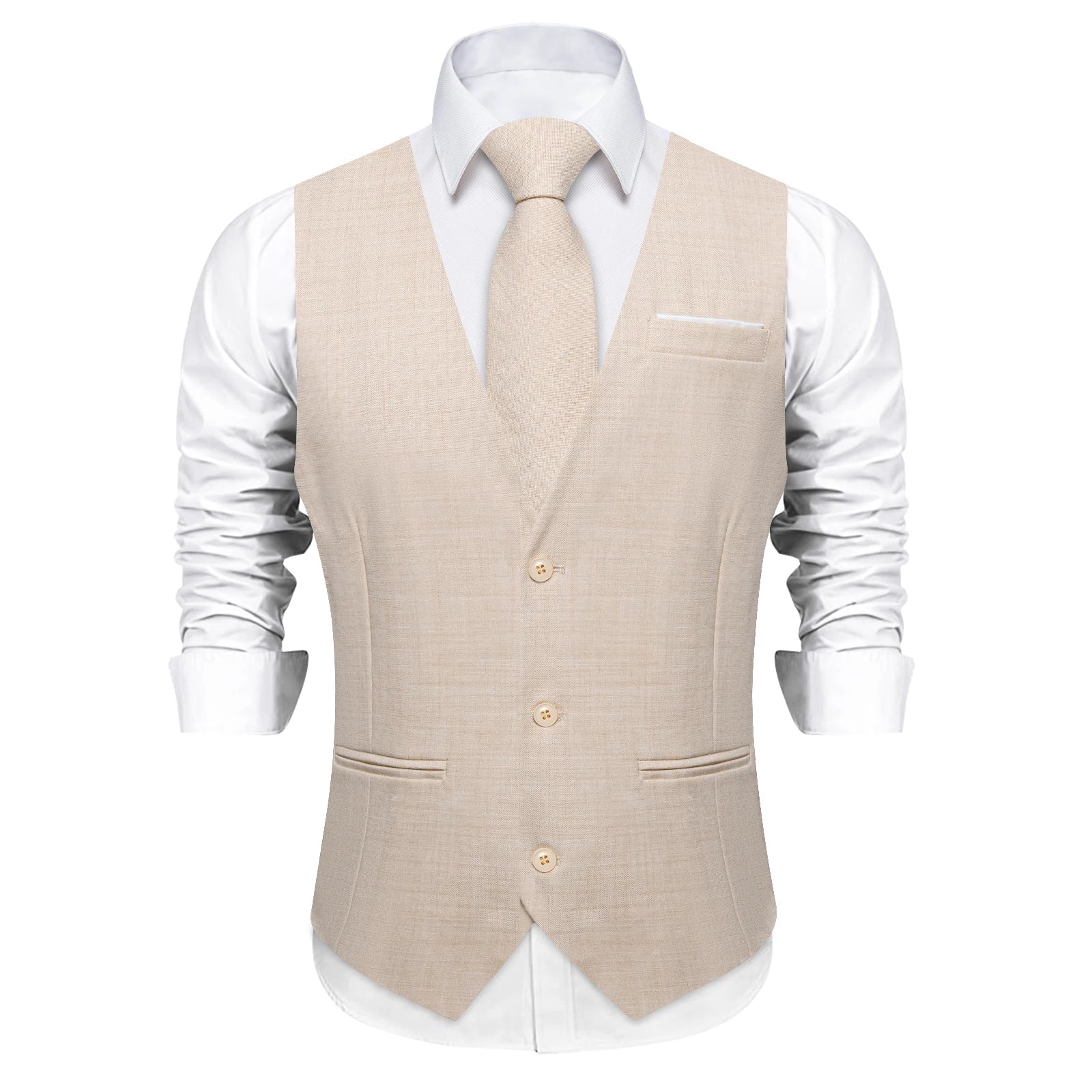 Men's Solid Formal Suit Vest – V-Neck Adjustable Back Belt Button Closure, for Weddings, Business and Casual Occasions Qme MJ-0625 M