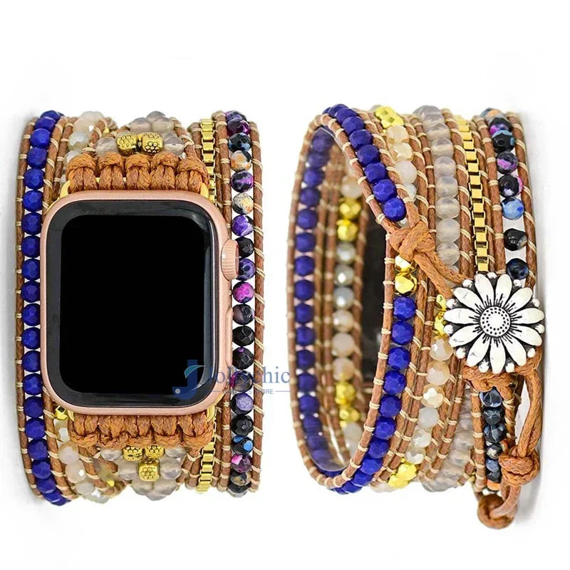 Bohemia Strap for Apple Watch Ultra Band 49mm 44mm 45mm 41mm 42mm 38 Handmade Natural Beads Bracelet Iwatch Series 8 7 6 Se 5 3 Qme Style 3 42-44-45-49MM-M