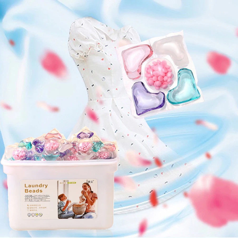 50Pcs Laundry Detergent Soap Box 5 in 1 Multi-purpose Strong Detergent Laundry Aroma Liquid Capsule Ball for Home Dormitory Qme