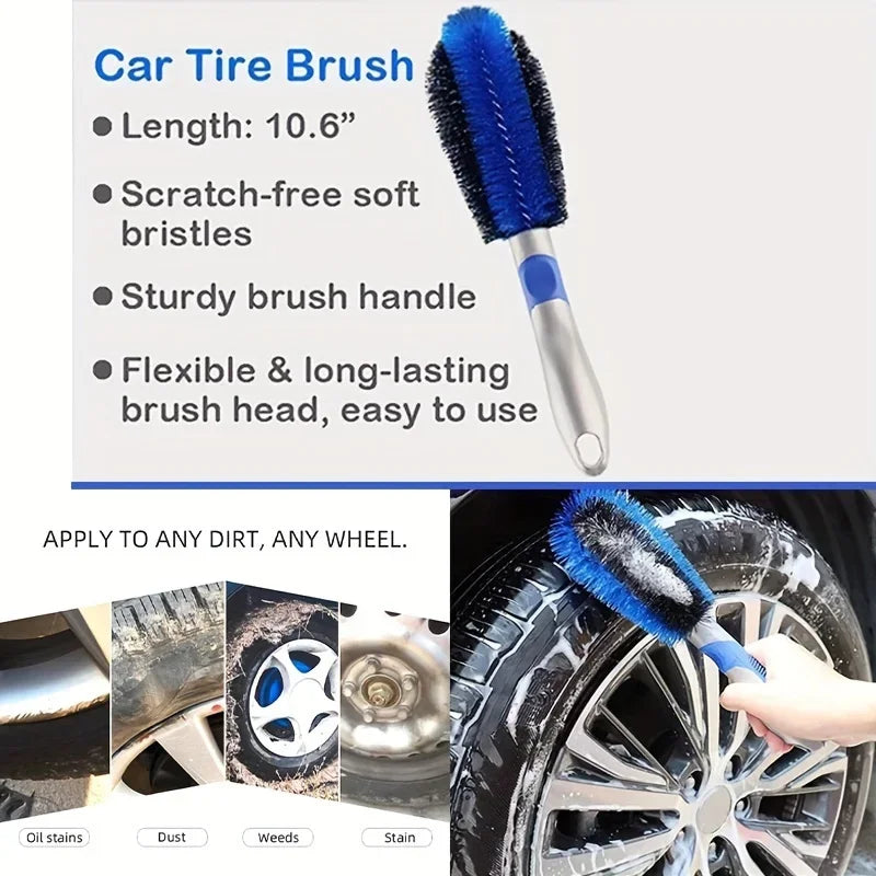 1pc, Non-Slip Car Wheel Brush - Soft Handle Tire Cleaning Brush for Easy and Effective Cleaning - Perfect for Household Qme