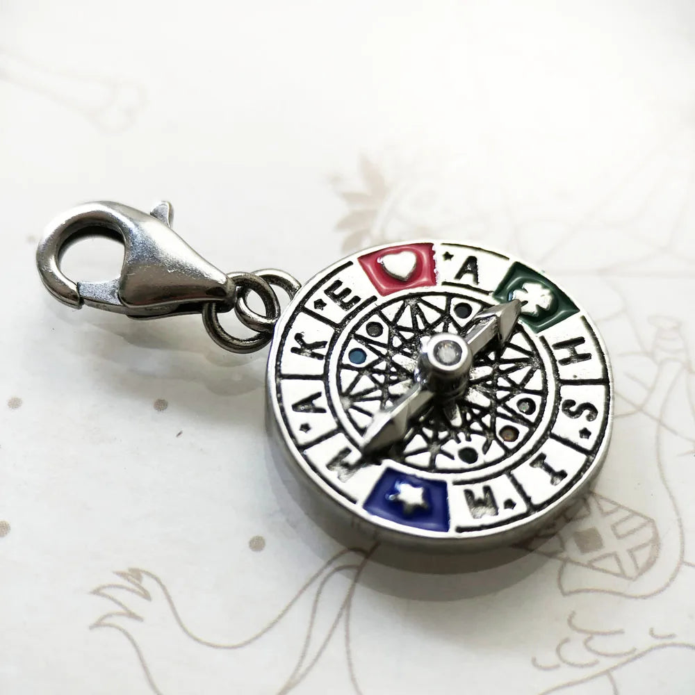 Wheel of Fortune 925 Sterling Silver Dangle Charm Lucky Pendant Women Men Summer Fine Jewelry Qme