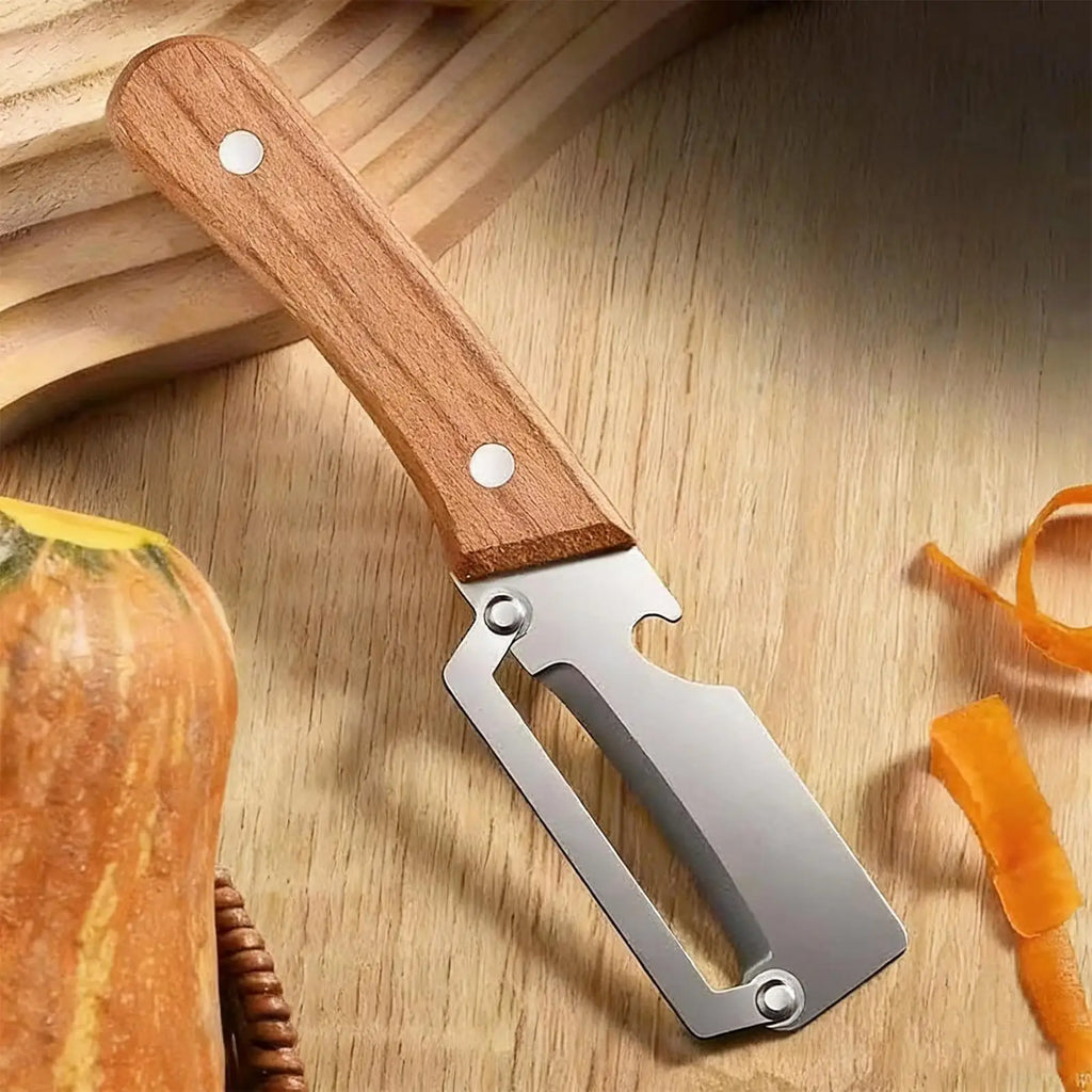 Fruit and Vegetable Peeler Wooden Handle Food Peeler with Bottle Opener Household Tomato Slicer for Home Cooking Vegetable Fruit Qme