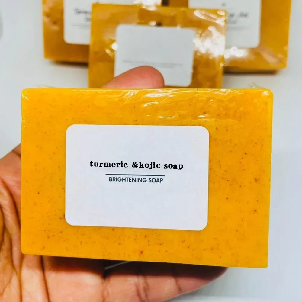 Turmeric Kojic Acid Glow Soap Dark Spot Acne Removal Even Skin Tone Mositen Smooth Skin Deep Cleansing Handmade Soap Qme